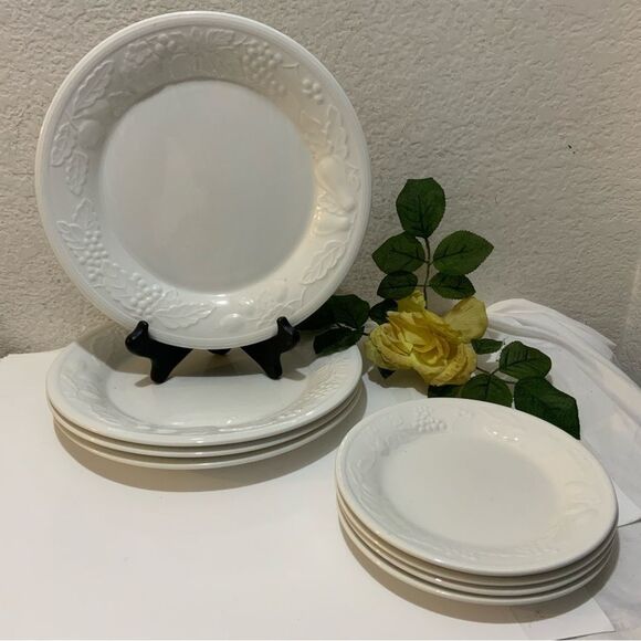 8 DAILY DINING FRUIT IMPRESSIONS (4) 10.5”Dinner Plates & 7” salad plates White - Picture 2 of 8